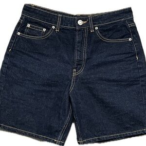 Zara mid rise dark denim shorts